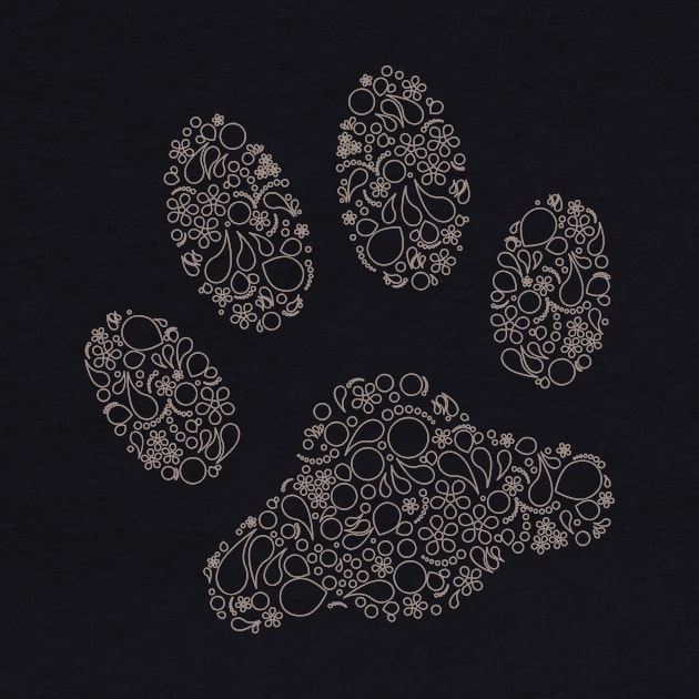 Paw Print in Modern Paisley Outline Design by amyvanmeter